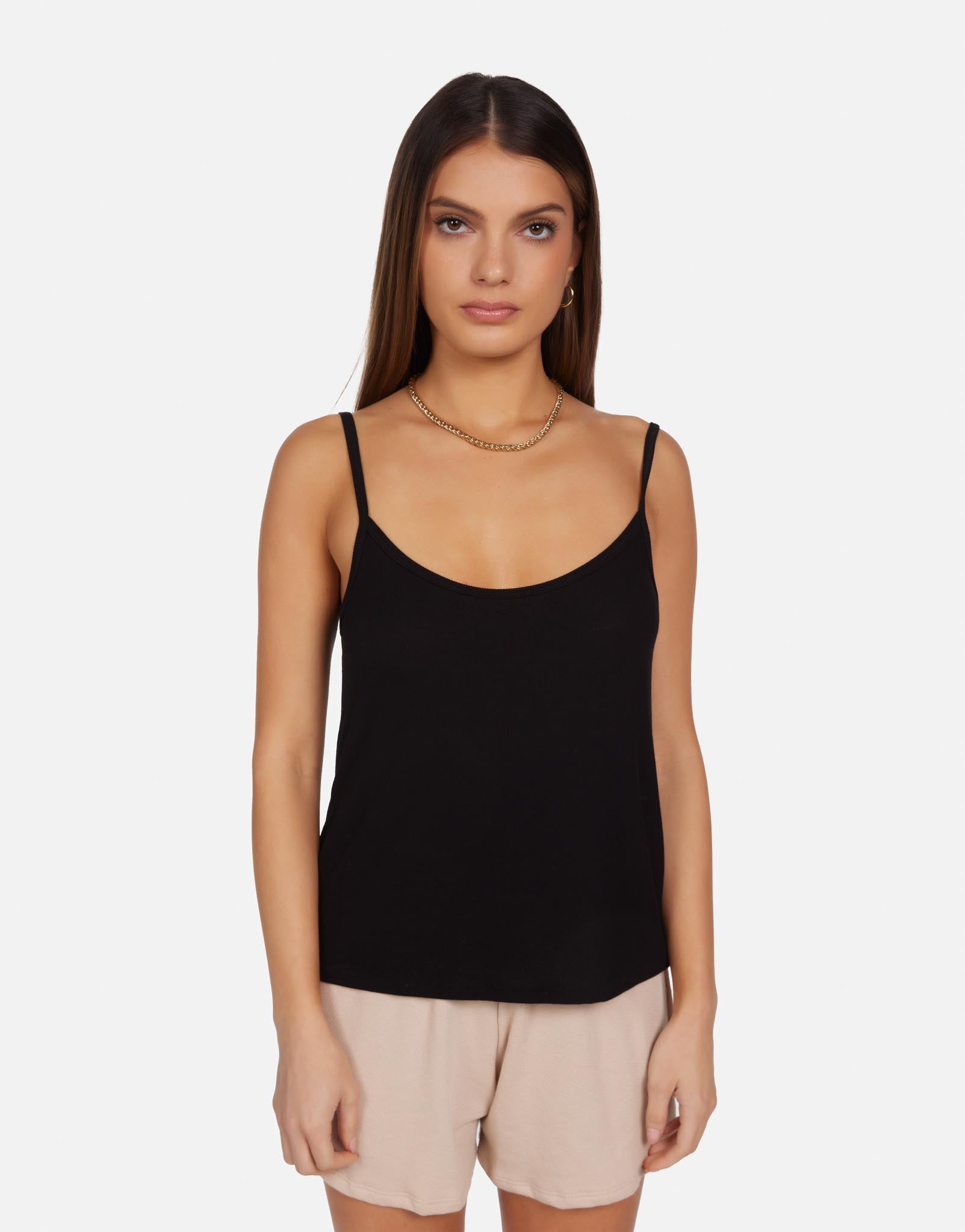 Womens Spaghetti Tank In Black Philip By Michael Lauren 0380