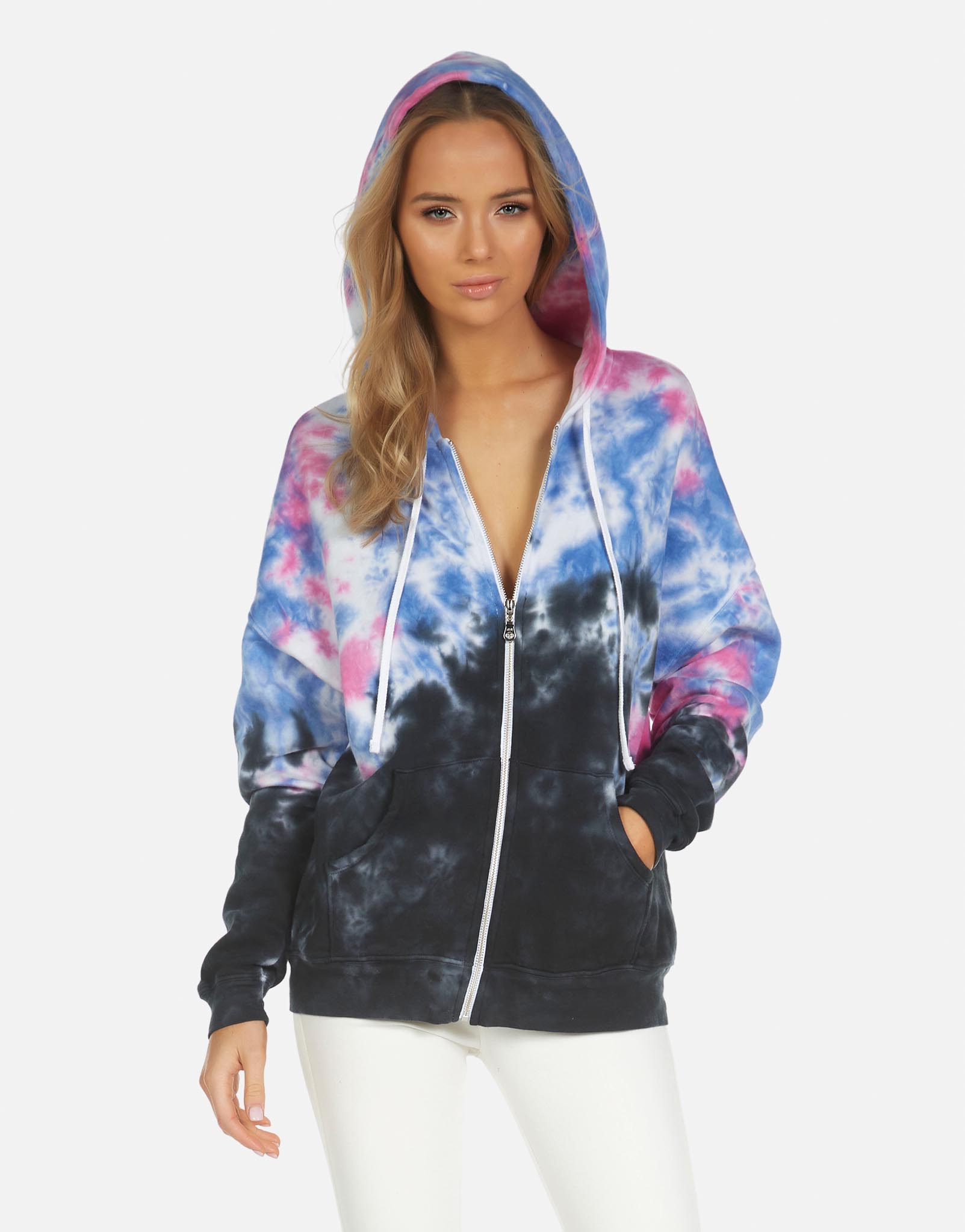 Michael Lauren Zip Up Hoodie Pink Skies Tie Dye Hayworth LE