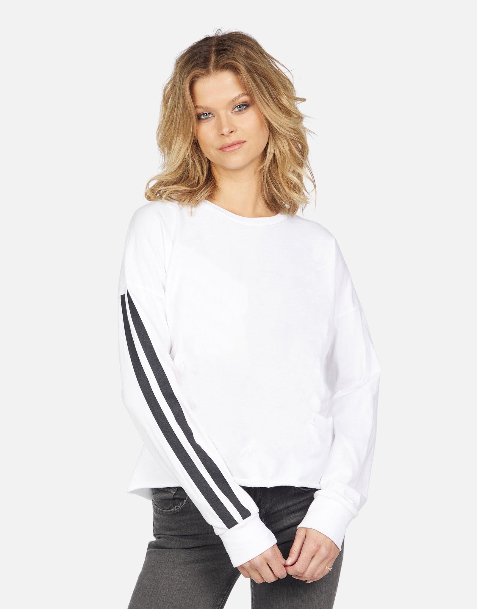 White LA Cropped Jersey Top