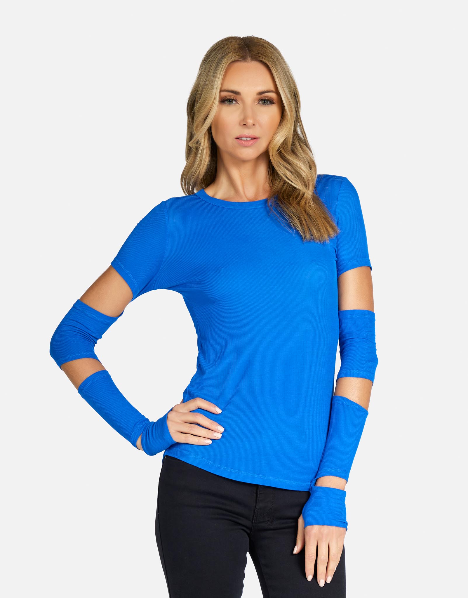 Women's Slit Sleeve Top in Cobalt | Granger LE by Michael Lauren