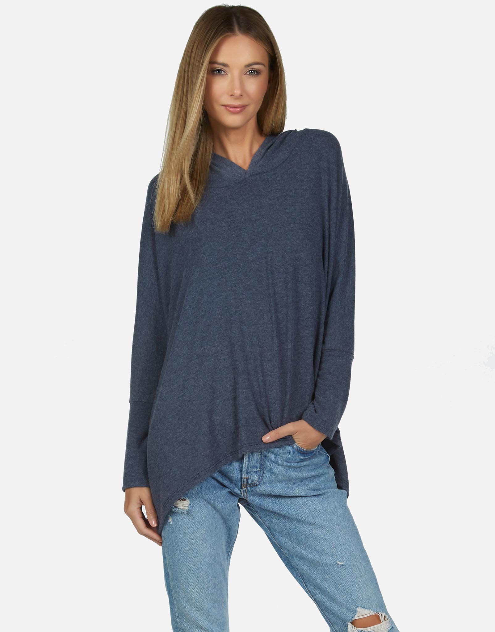 Michael Lauren Women's Dash Oversized Pullover w/ Hood in Navy