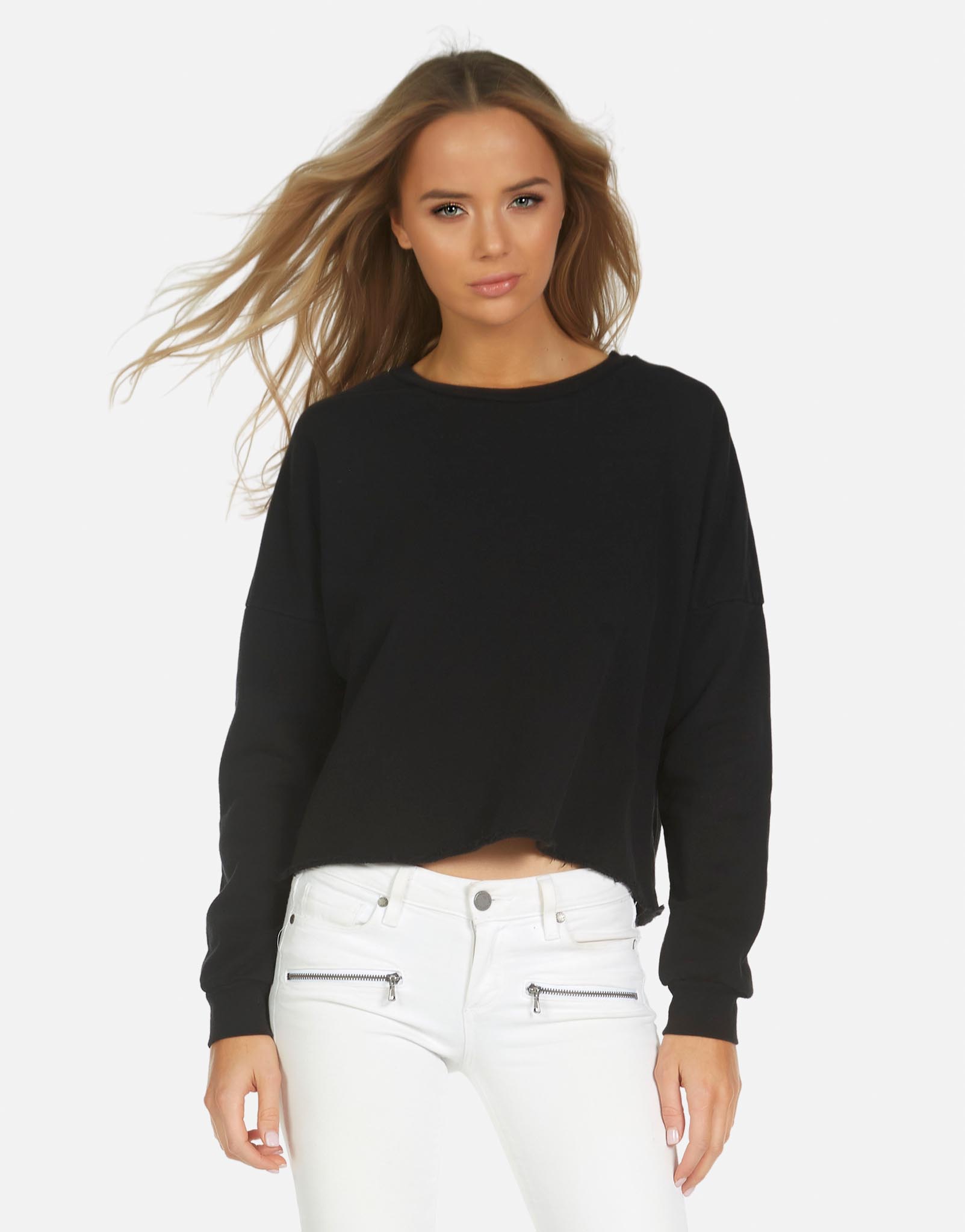 Travis Core Crop Pullover in Black by Michael Lauren