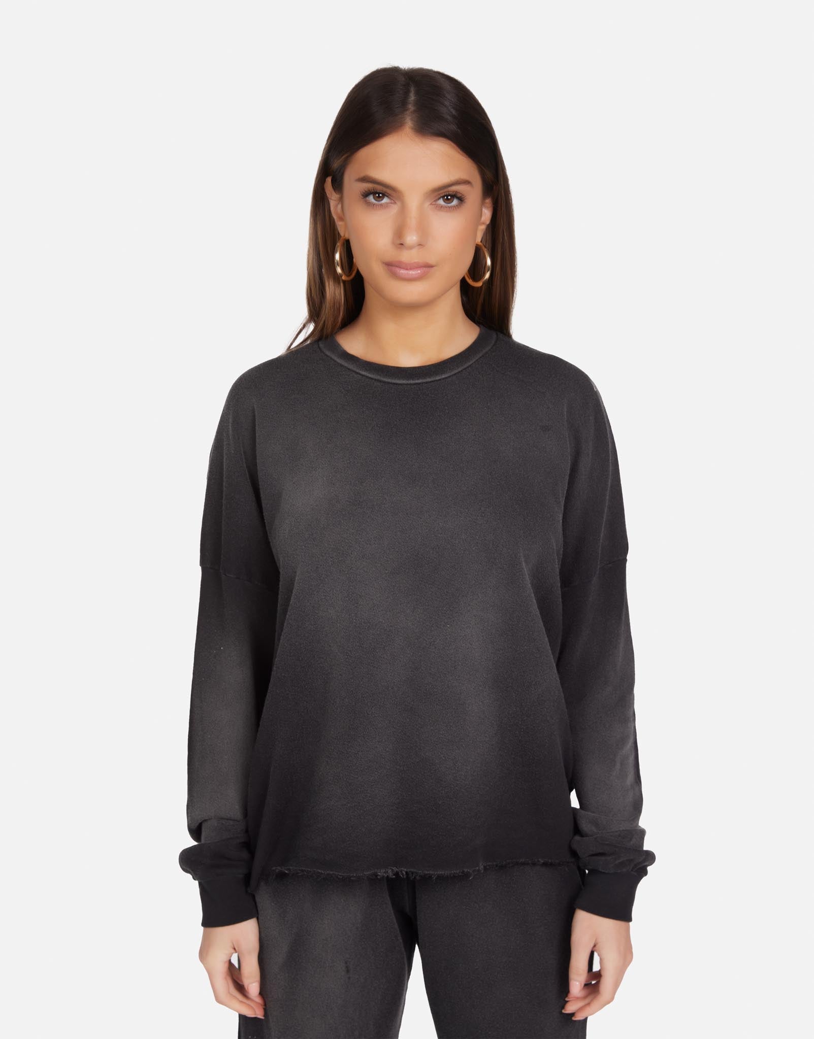 Crop Pullover Sweatshirt in Black Haze | Travis by Michael Lauren