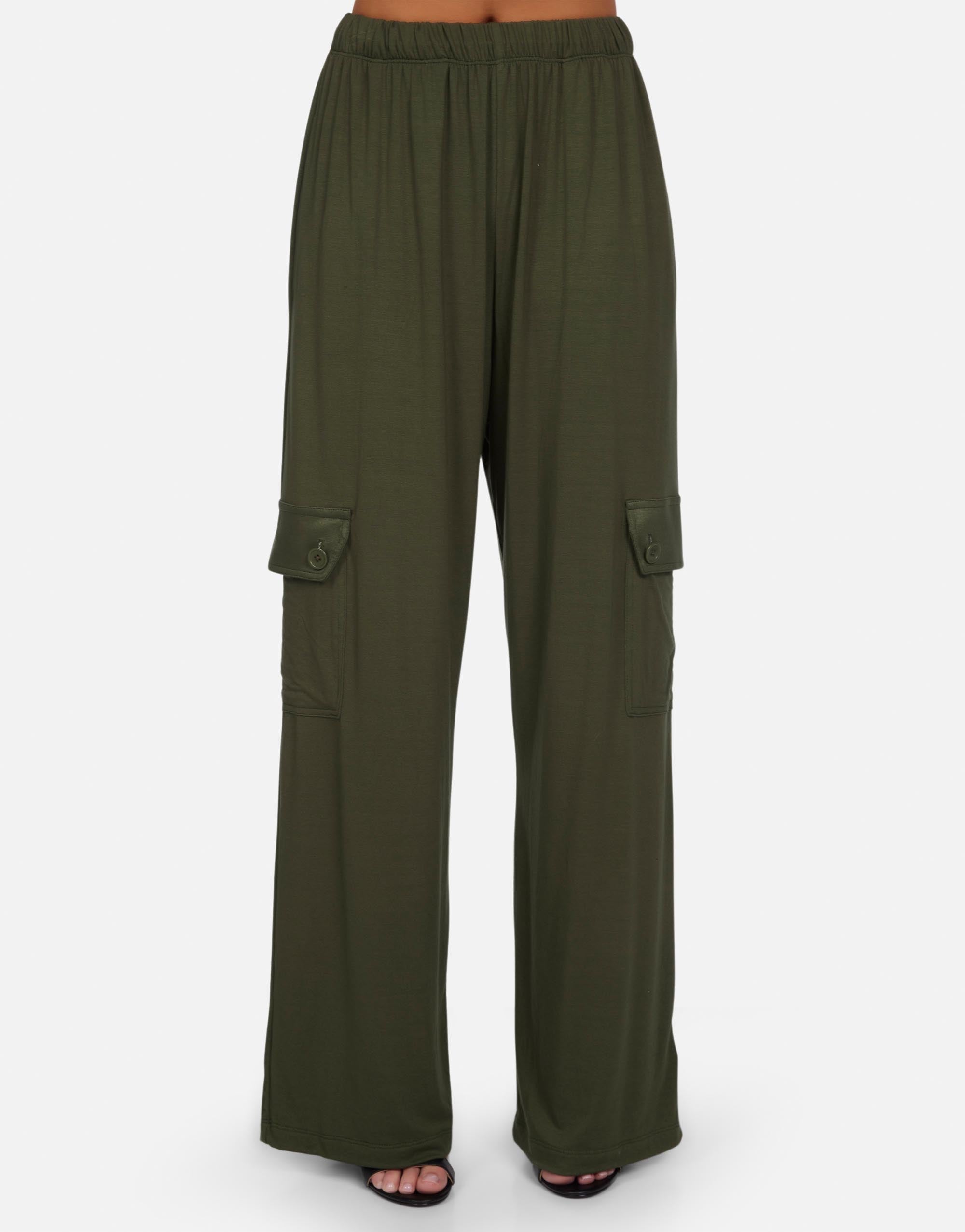 Women's Wide Leg Cargo Pant In Army 