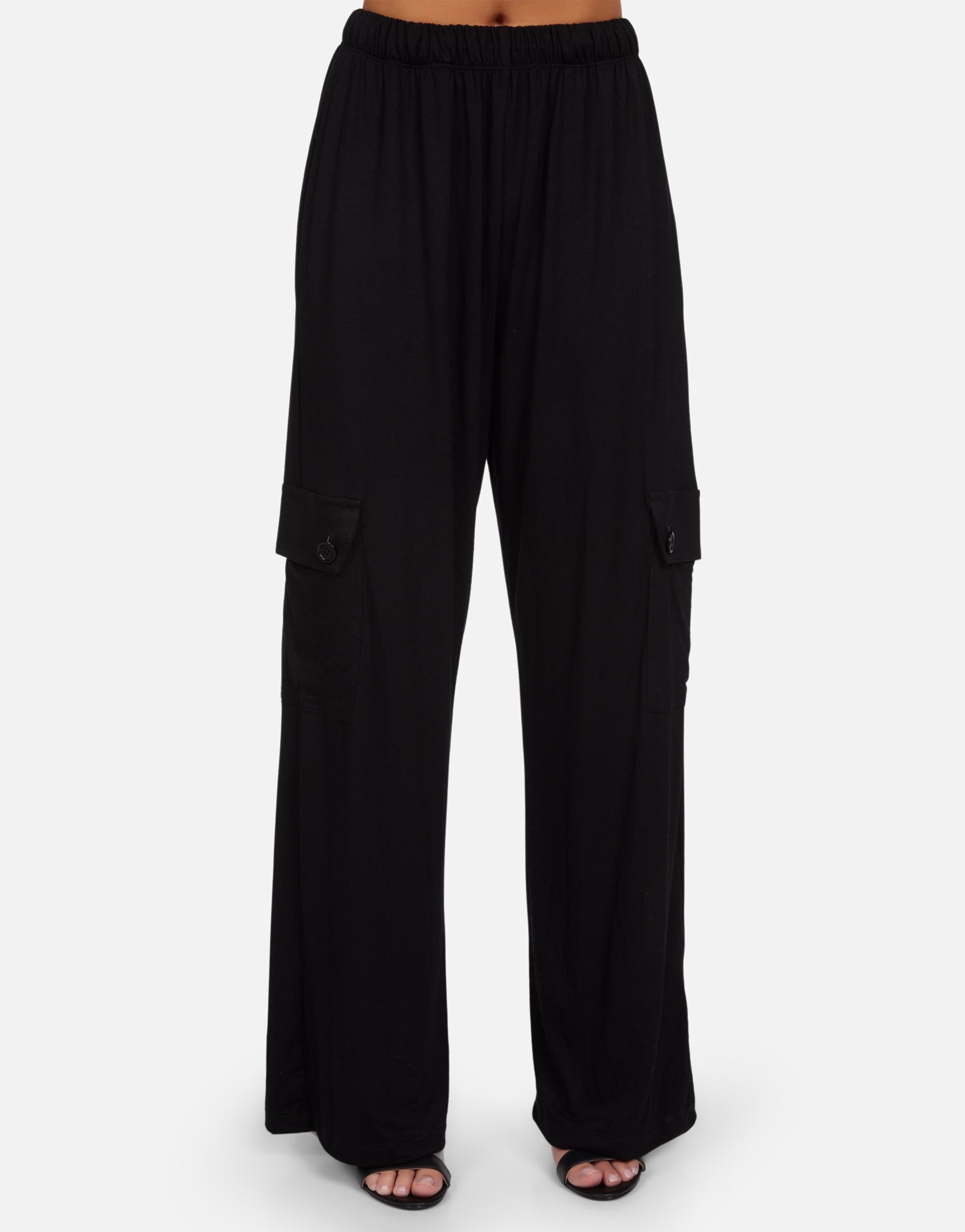 Women's Wide Leg Cargo Pant in Black | Jaiden by Michael Lauren