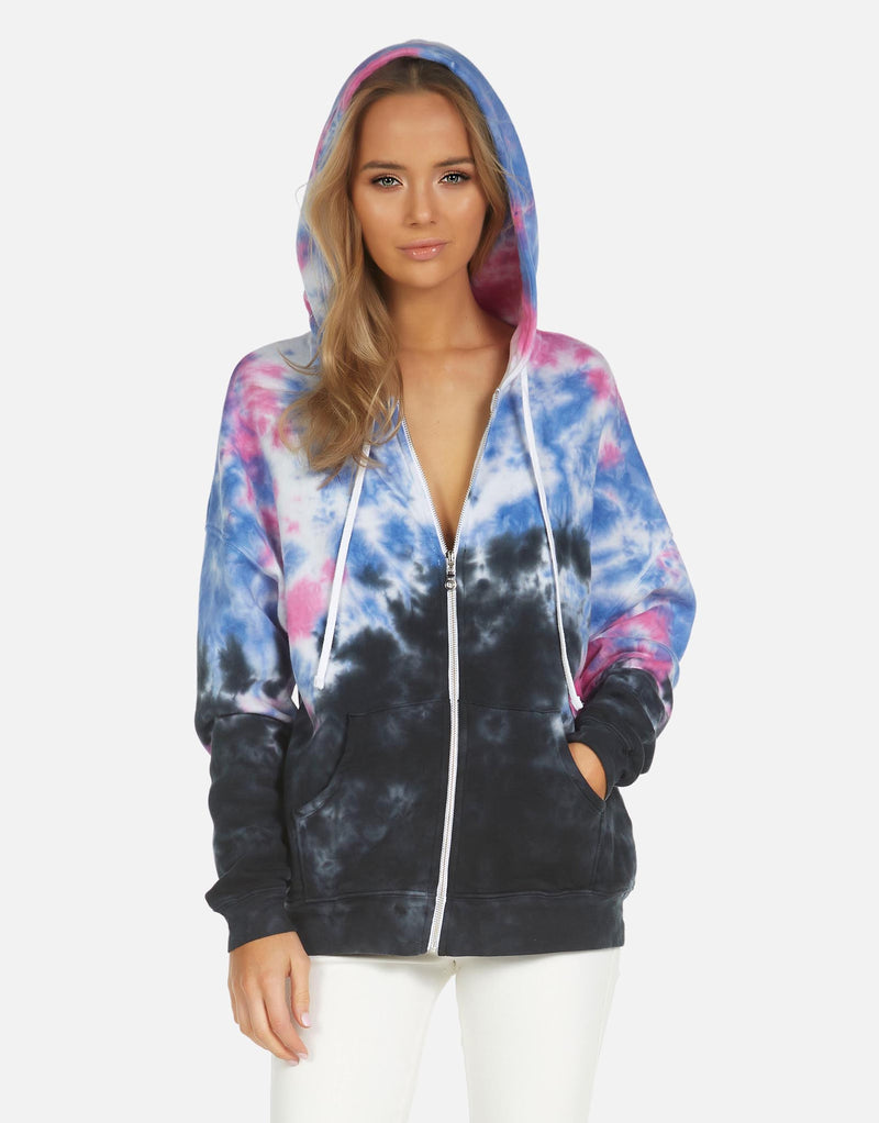 Tie dye 2025 hoodie with zipper