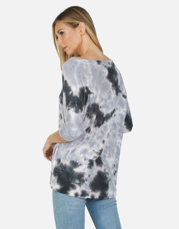 Dylan Tie Dye V-Neck Draped Tee