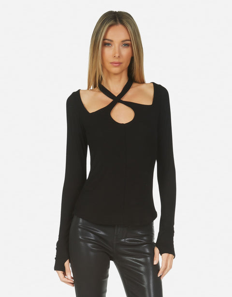 Michael Lauren Yoshi Hook and Eye Top in Black